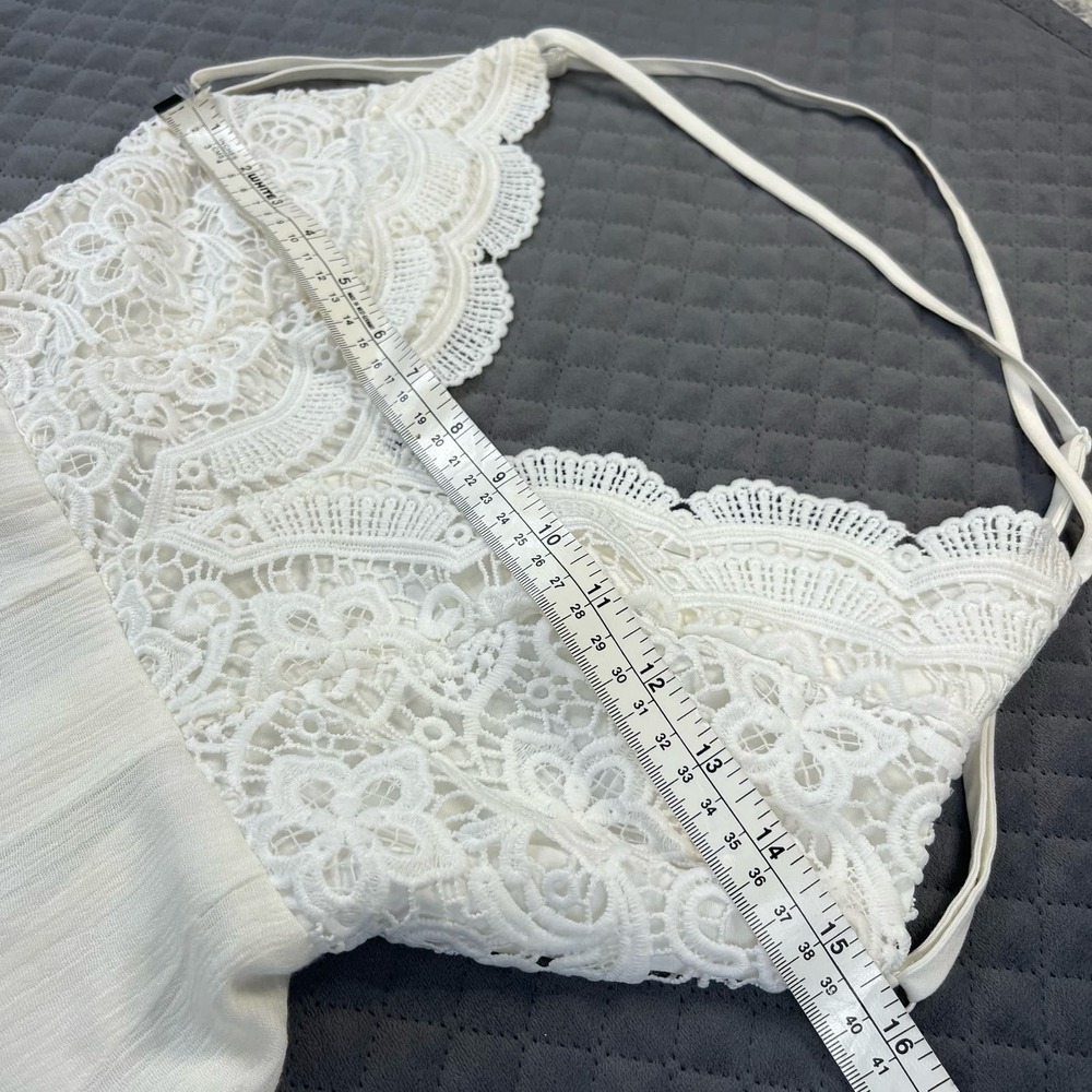 Lulus Romper Womens XS White Boho Spring Bride Crochet Lace Star Spangled Romper - Picture 8 of 13